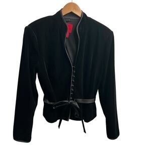 JS COLLECTIONS Vintage 90's Black Velvet Victorian Castlecore  Jacket 14/Med.
